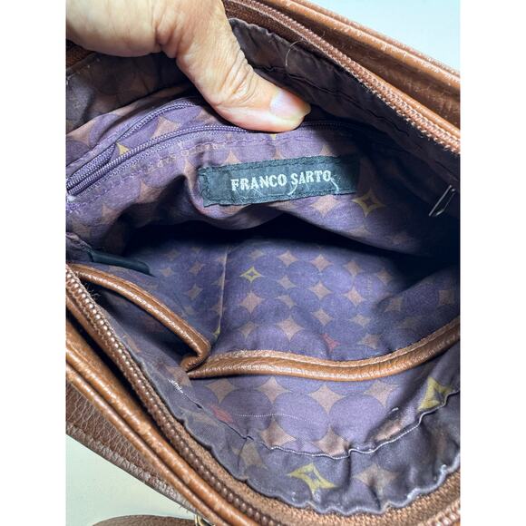 Franco Sarto  town Leather Cross Body Zippered Handbag Purse Boho Adjustable - Picture 12 of 14